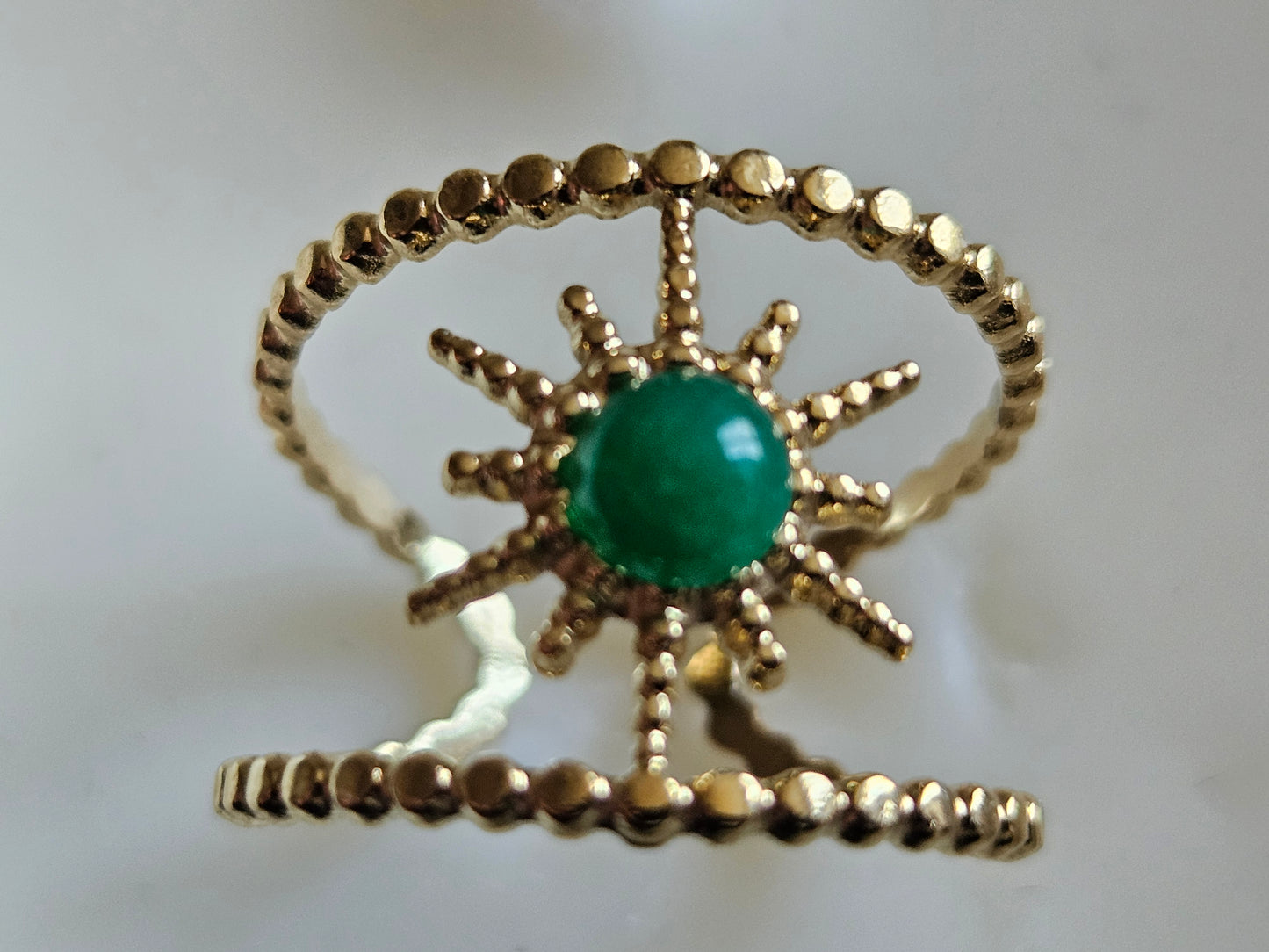 Bague "Aura émeraude" - Ajustable
