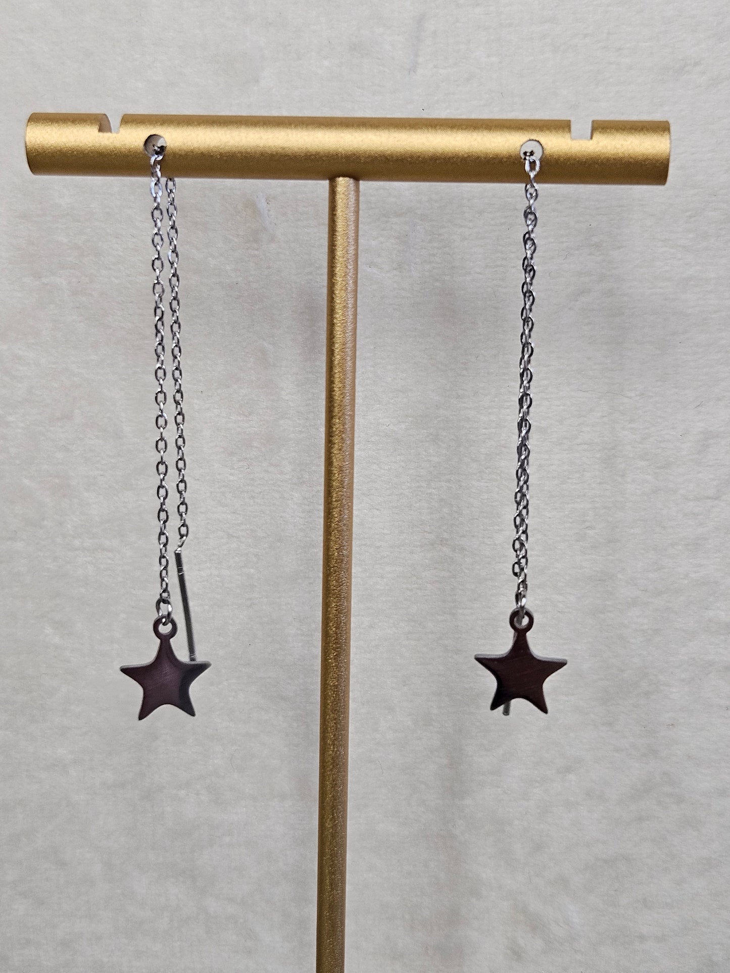 Boucles d'oreilles pendantes "Eclats d'étoile" argentée