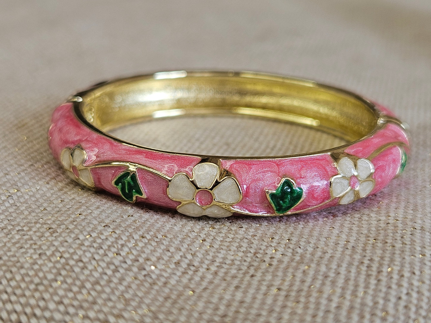 Jonc enfant "Jardin doré" - Rose et blanc - Du 2 ans au 6 ans
