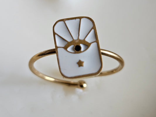 Bague "Regard blanc" - Ajustable