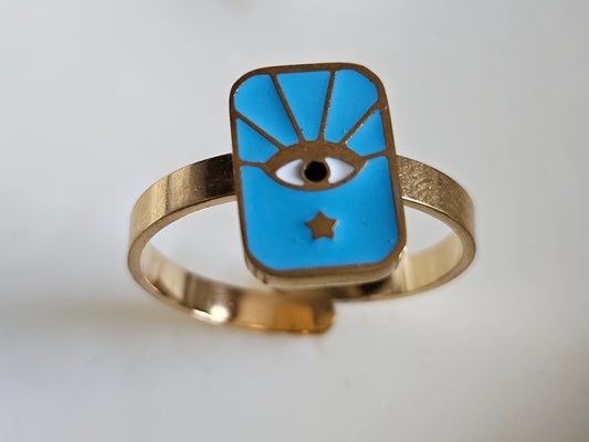 Bague "Regard bleu" - Ajustable