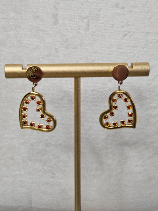 Boucles d'oreilles "Coeurs Rubis"