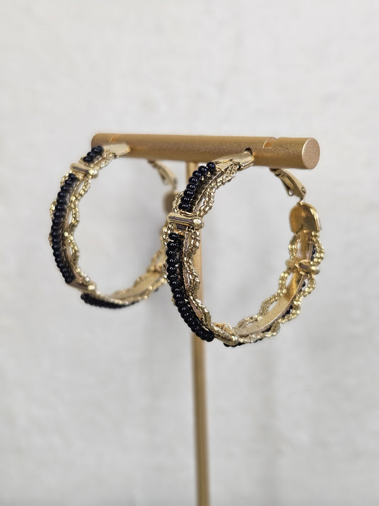 Boucles d'oreille Créole "Sable noir"