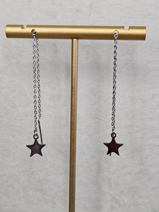 Boucles d'oreilles pendantes "Eclats d'étoile" argentée